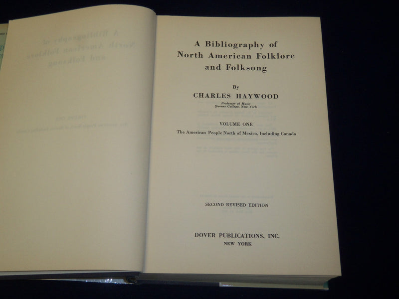 1961 A BIBLIOGRAPHY NORTH AMERICAN FOLKLORE & FOLKSONG SET OF 2 BOOKS- KD 5609