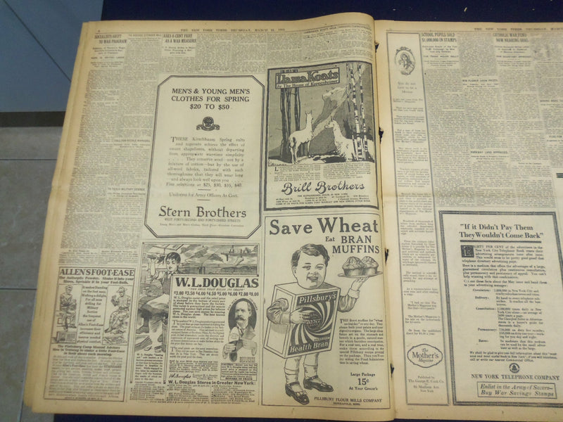 1918 MARCH 21 NEW YORK TIMES - WILSON ORDERS DUTCH SHIPS SEIZED - NT 8164