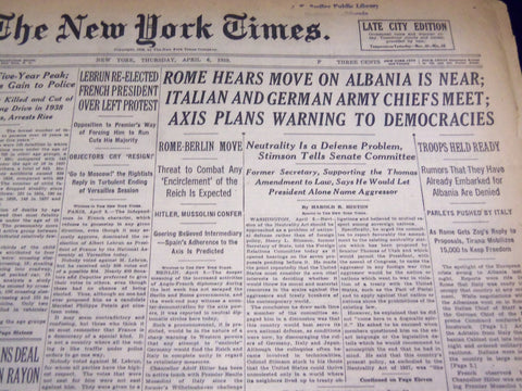 1939 APRIL 6 NEW YORK TIMES - HITLER AND MUSSOLINI CONFER - NT 3050