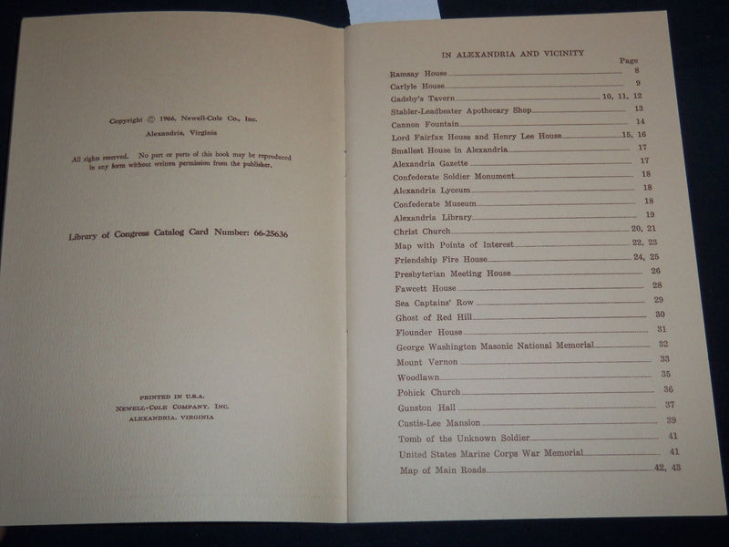 1966 ALEXANDRA VIRGINIA SOUVENIR GUIDE BOOK BY MOLLIE SOMERVILLE - J 8640