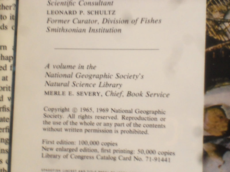1969 WONDEROUS WORLD OF FISHES HARDCOVER BOOK -NATIONAL GEOGRAPHIC SOC.- KD 8270