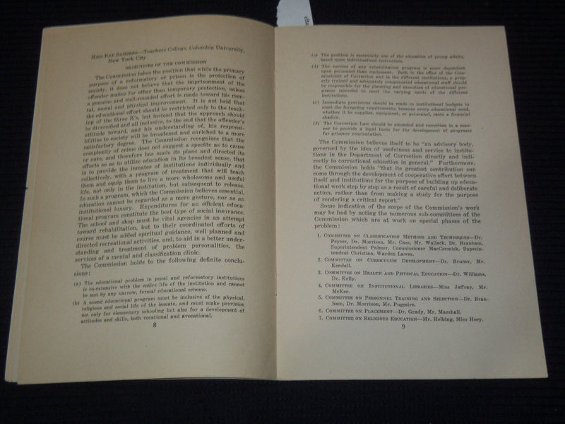 1935 PENAL INSTITUTIONS FOR YOUTHS - EDUCATION PROBLEMS STUDY - K 3105