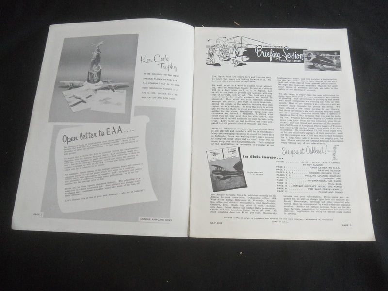 1956 JULY ANTIQUE AIRPLANCE NEWS MAGAZINE - KEEP THE ANITQUES FLYING! - B 5536Z