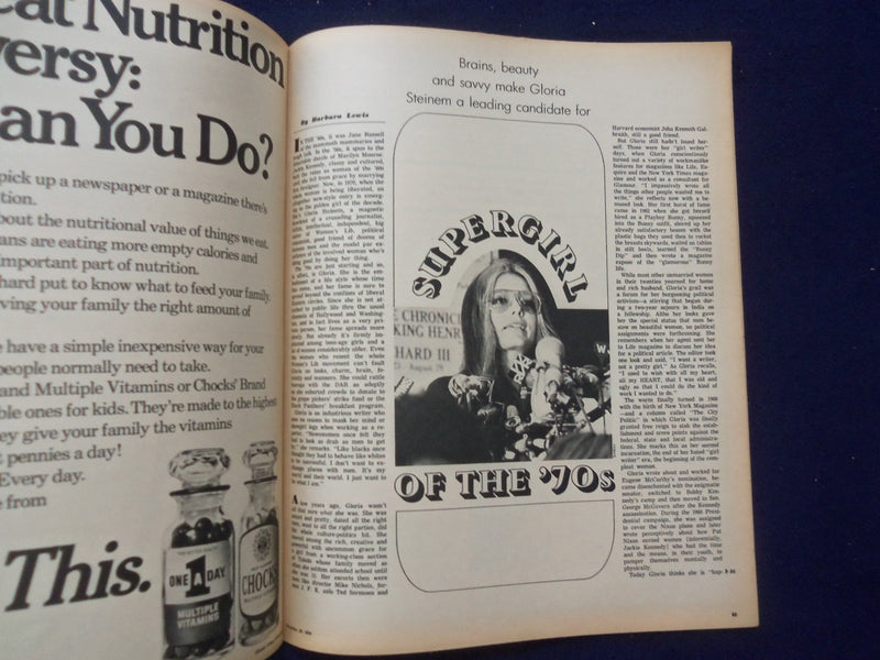 1970 NOVEMBER 29 CHICAGO TRIBUNE MAGAZINE SECTION - GLORIA STEINEM - NP 6415