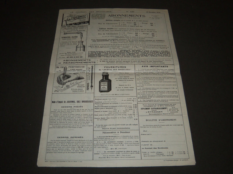 1935 DECEMBER 15 LE JOURNAL DES BRODEUSES FRENCH MAGAZINE - J 2198