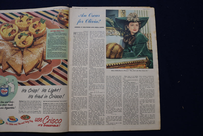 1948 DEC 12 GRAFIC MAGAZINE - OLIVIA DE HAVILLAND ARTICLE AND PHOTO - E 23041