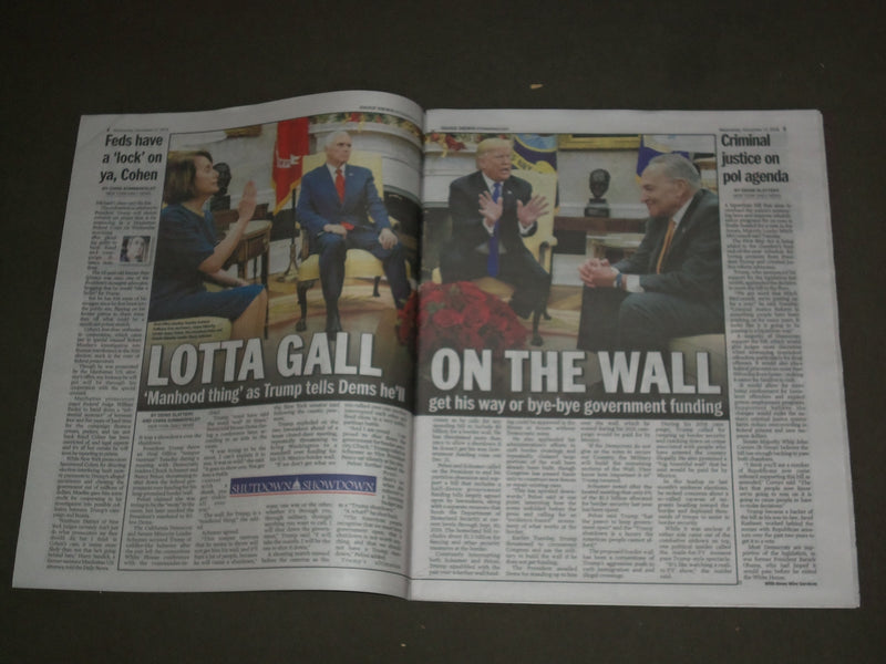 2018 DECEMBER 12 NEW YORK DAILY NEWS - TRUMP SAYS HE'LL SHUT DOWN GOVERNMENT