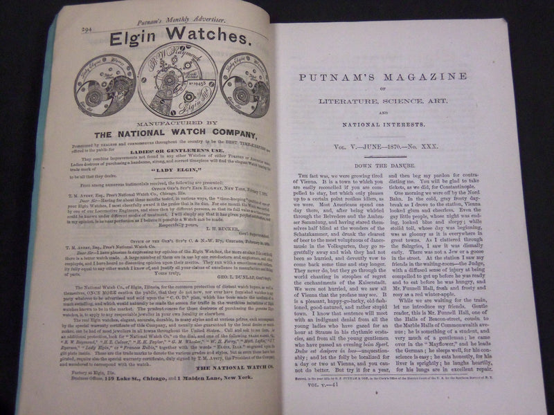 1870 PUTNAM'S MONTHLY MAGAZINE LOT OF 11 ISSUES - GREAT STORIES & ADS - WR 555
