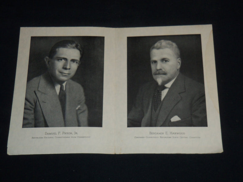 1937 NOVEMBER 19 HARWOOD - PRYOR - DINNER PROGRAM - CONNECTICUT - J 9514