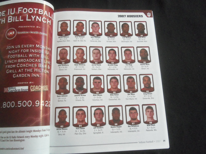 2007 OCT 20 FOOTBALL PROGRAM - INIDANA UNIVERSITY VS PENN STATE UNIV - B 5534E