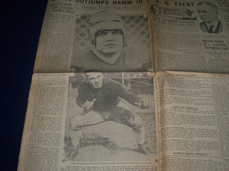 1930 AUGUST 24 THE ATLANTA JOURNAL SPORTS SECTION - KNUTE ROCKNE - NP 972U