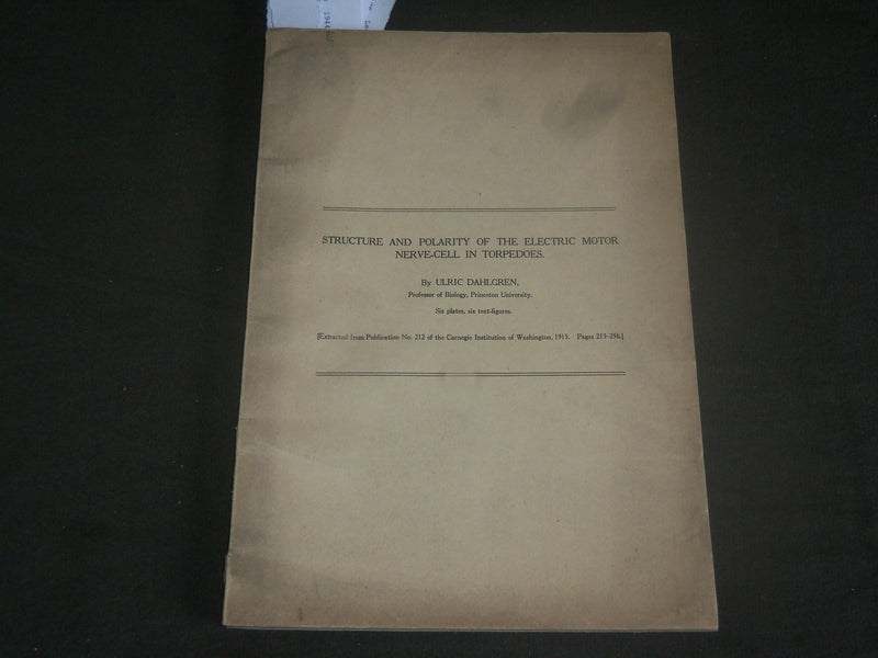 1915 ELECTRIC MOTOR NERVE CELL IN TORPEDOES BOOK BY ULRIC DAHLGREN - J 7115