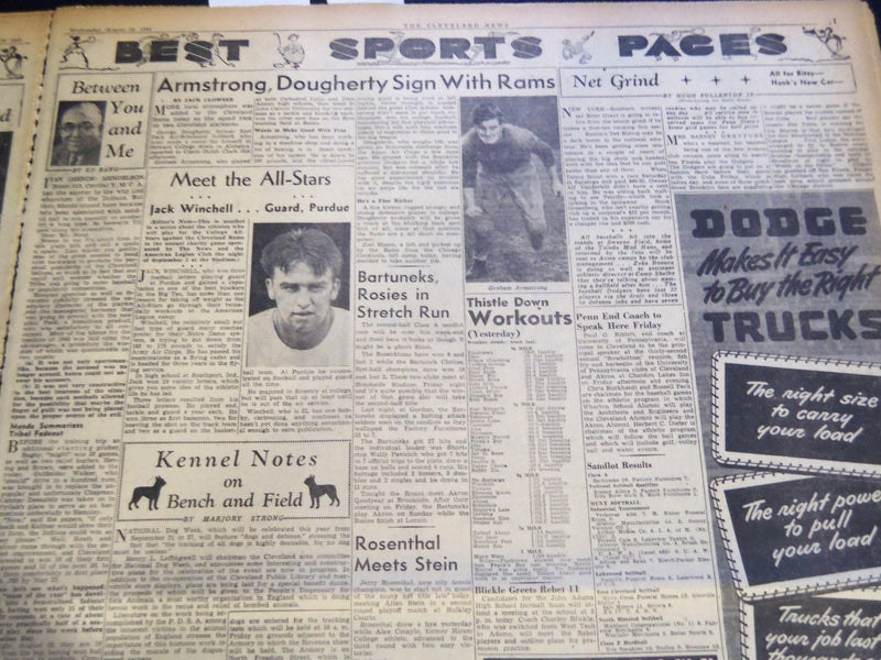 1941 AUGUST 20 CLEVELAND NEWS NEWSPAPER - STRIKE HALTS DETROIT TROLLEY - NT 7414