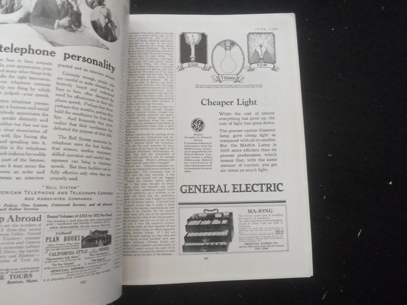 1923 JUNE ASIA MAGAZINE - GREAT PHOTOS, STORIES & ADS - ST 3660S