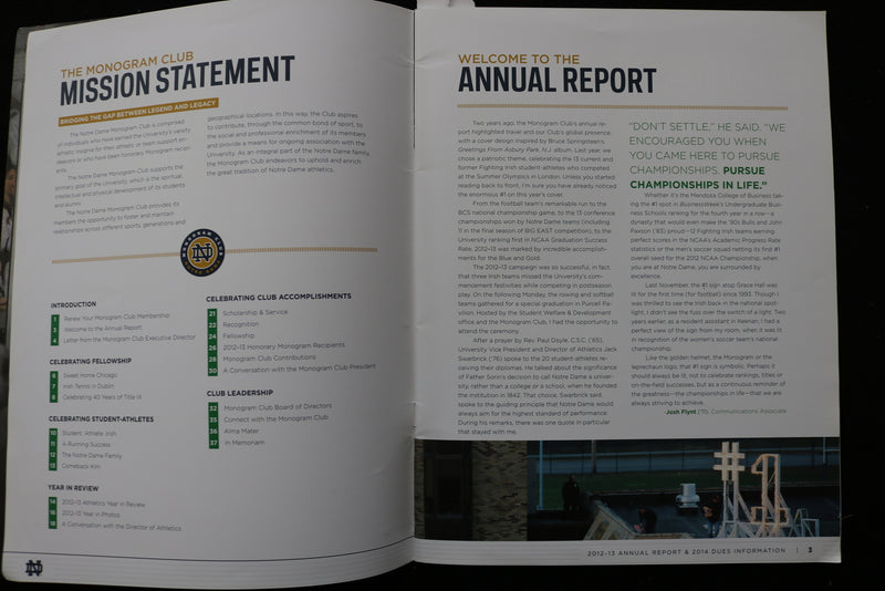 2013-2014 NOTRE DAME MONOGRAM CLUB ANNUAL REPORT - K 2472