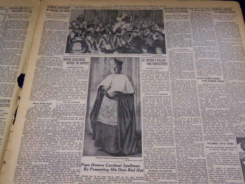 1946 FEBRUARY 22 NEW YORK TIMES - CARDINALS GET RED HAT - NT 3172