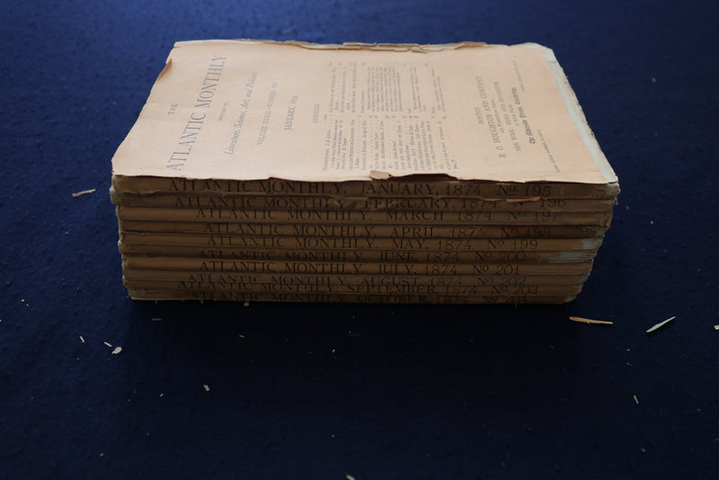 1874 THE ATLANTIC MONTHLY MAGAZINE - LOT OF 10 - O 3406