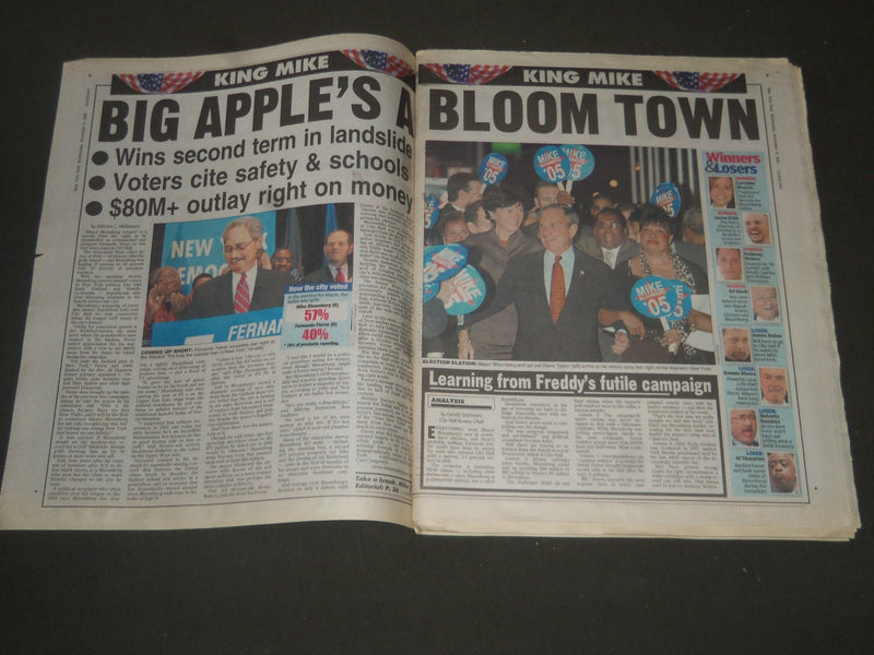 2005 NOVEMBER 9 NEW YORK POST NEWSPAPER - KING MIKE ELECTION SPECIAL - NP 2599