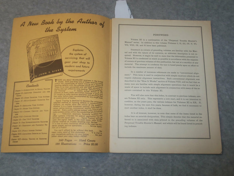 1934-1940 PERPETUAL TROUBLE SHOOTER'S MANUALS - JOHN F. RIDER- LOT OF 2 - J 6334