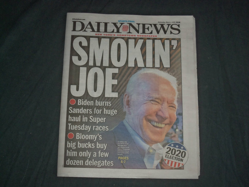 2020 MARCH 4 NEW YORK DAILY NEWS NEWSPAPER- BIDEN BEATS SANDERS ON SUPER TUESDAY