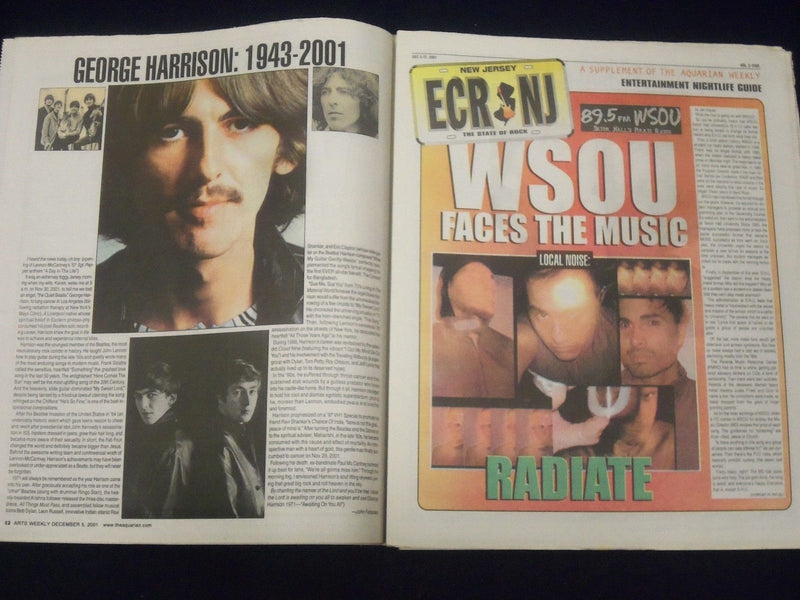 2001 AQUARIAN WEEKLY NEWSPAPER LOT OF 2 - GEORGE HARRISON DEATH - NP 1828