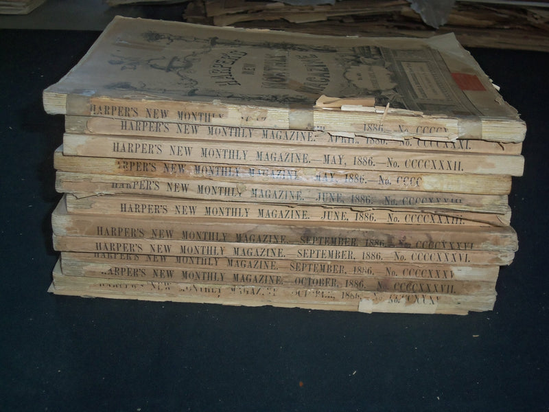 1886 HARPER'S MONTHLY MAGAZINE-LOT OF 11 ISSUES-NICE ILLUSTRATIONS & ADS-WR 466J