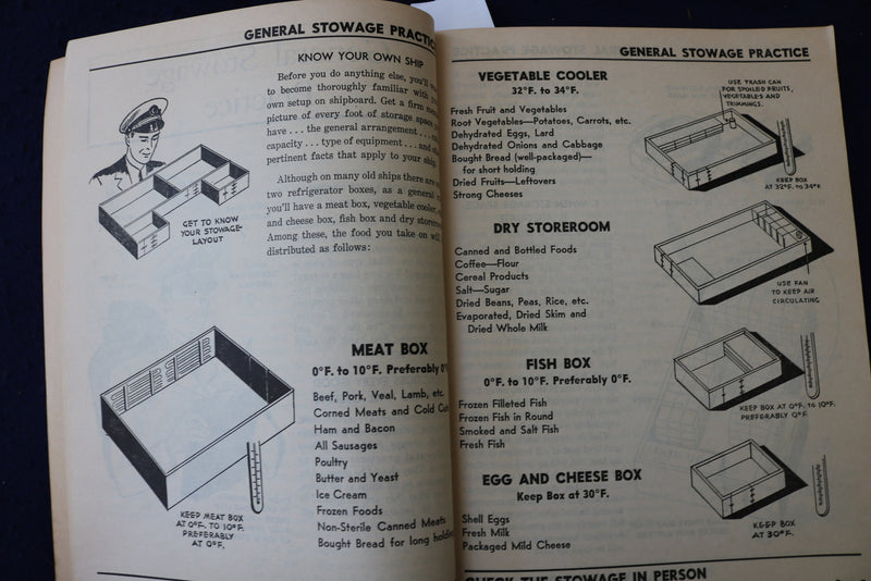 1945 HOW TO STOW AND TAKE CARE OF FOOD ON SHIPBOARD SOFTCOVER BOOK - K 967