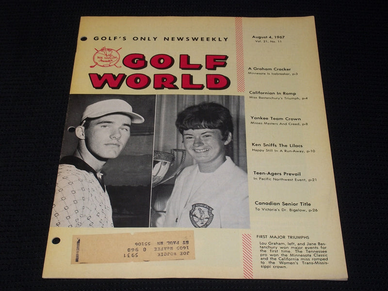 1967 AUGUST 4 GOLF WORLD MAGAZINE - GRAHAM & BASTANCHURY FRONT COVER - E 7237