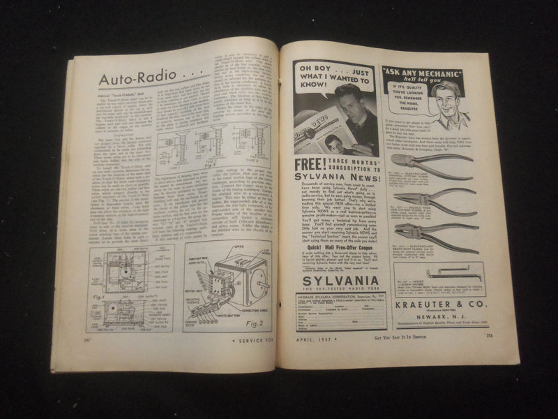 1937 APRIL SERVICE MAGAZINE - MONTHLY DIGEST OF RADIO & ALLIED MAINT. - B 433C