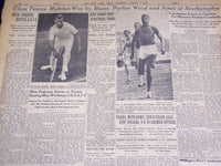 1935 AUG 4 NEW YORK TIMES - OWENS EQUALS WORLD 100 METER RECORD - NT 1932