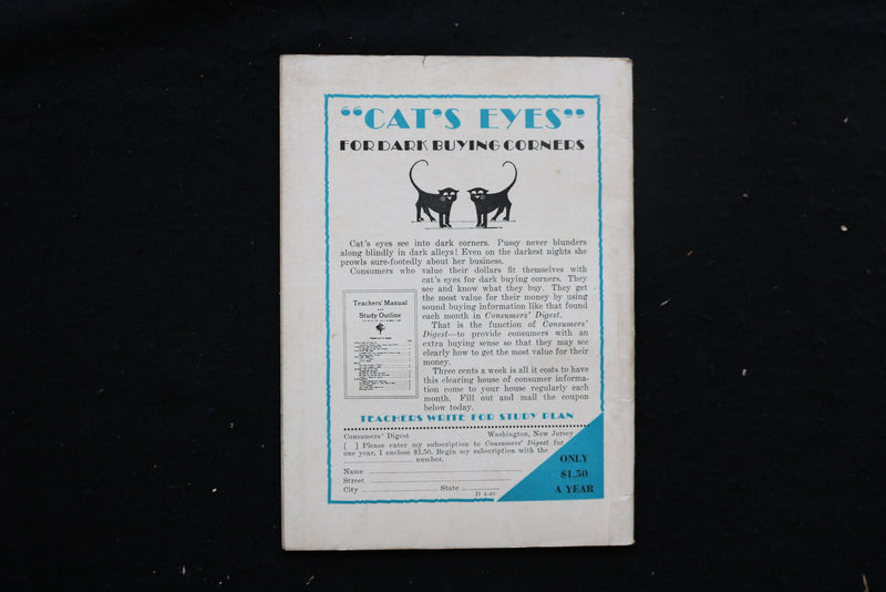 1940 APRIL CONSUMERS' DIGEST MAGAZINE - 1940 RADIO SETS COVER - K 404