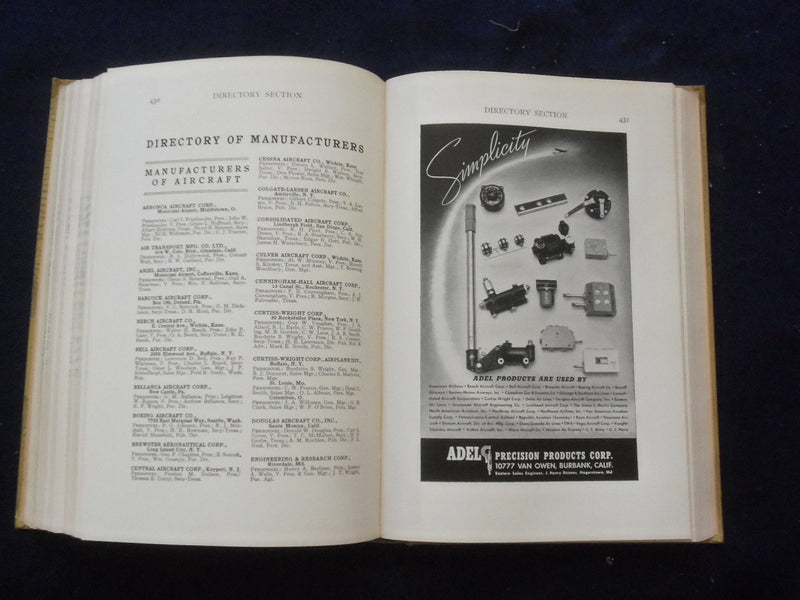 1941 THE AIRCRAFT YEAR BOOK HARDCOVER BOOK -AERONAUTICAL CH. OF COMM. - KD 8258