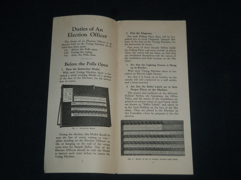 1937 ESSEX COUNTY PRIMARY AND GENERAL ELECTIONS INSTRUCTIONS LOT OF 2 - J 3981