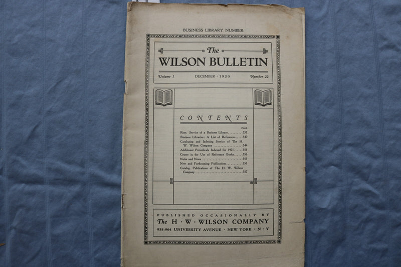 1917-1920 THE WILSON BULLETIN - THE SCHOOL LIBRARY NUMBER - LOT OF 4 - K 2966