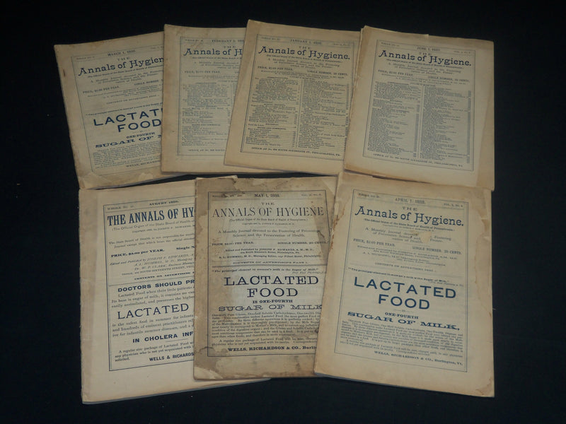 1887-1888 THE ANNALS OF HYGIENE MAGAZINE LOT OF 7 - NICE ADS - WR 133