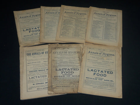 1887-1888 THE ANNALS OF HYGIENE MAGAZINE LOT OF 7 - NICE ADS - WR 133