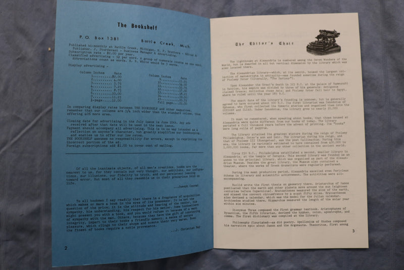 1968 MAY THE BOOKSHELF NEWSLETTER & ENVELOPE - VOL 1, NO 2 - SOFTCOVER - K 3228