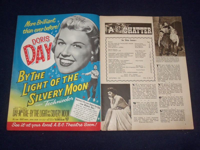 1953 SEPTEMBER FILM REVIEW MAGAZINE - DORIS DAY - MONTGOMERY CLIFT - J 9671