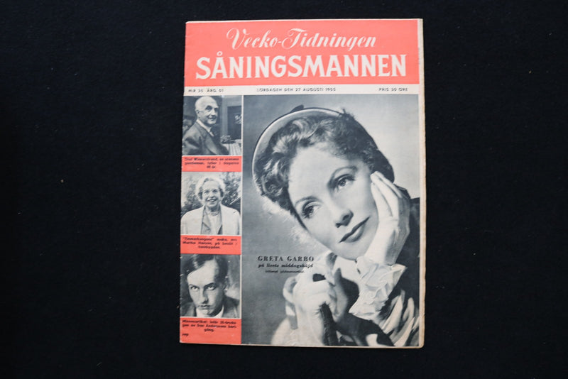 1955 AUGUST 27 SANINGSMANNEN MAGAZINE - GRETA GARBO COVER - E 25324