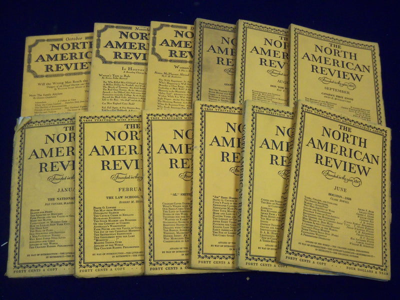1928 NORTH AMERICAN REVIEW LOT OF 12 COMPLETE YEAR - STORIES/ARTICLES - WR 660