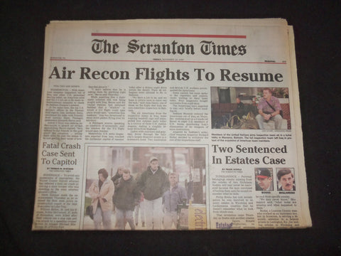1997 NOV 14 THE SCRANTON TIMES NEWSPAPER - AIR RECON FLIGHTS TO RESUME - NP 8372