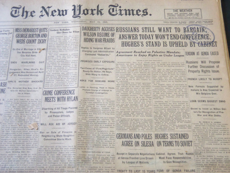 1922 MAY 10 NEW YORK TIMES - RUSSIANS STILL WANT TO BARGAIN - NT 5821