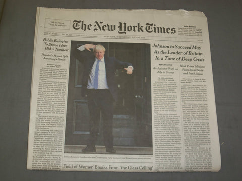 2019 JULY 24 NEW YORK TIMES - BORIS JOHNSON TO SUCCEED MAY AS LEADER OF BRITAIN