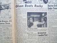 1954 AUGUST 21 NY DAILY NEWS NEWSPAPER - OLSON BEATS ROCKY IN 15 - NP 2503
