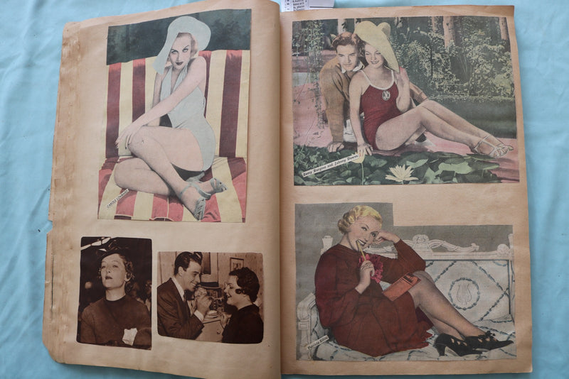 1930'S MOVIE STAR SCRAPBOOK LOADED - HARLOW - LOMBARD - BASEBALL - E 26498