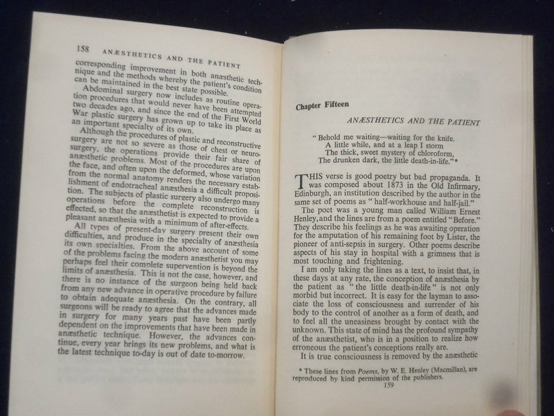 1949 ANAESTHETICS AND THE PATIENT BY GORDON OSTLERE - KD 2760J