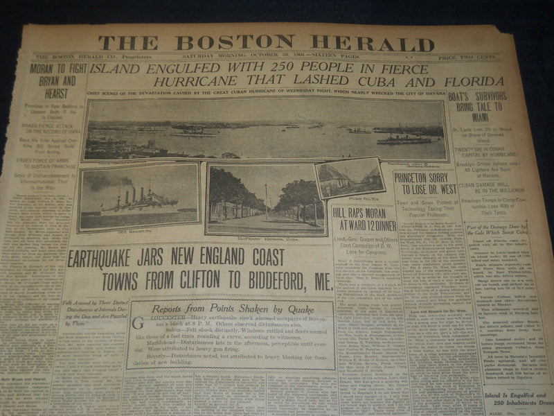 1906 OCTOBER 20 THE BOSTON HERALD - HURRICANE LASHES CUBA AND FLORIDA - BH 95