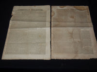 1822 CHRISTIAN REGISTER BOSTON NEWSPAPERS LOT OF 2 - VOL 1 NO. 47 & 51- NP 3879Q