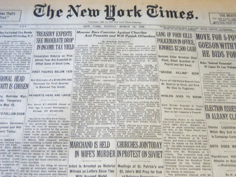 1930 MARCH 16 NEW YORK TIMES - GANG OF FOUR KILLS POLICEMAN IN OFFICE - NT 6339