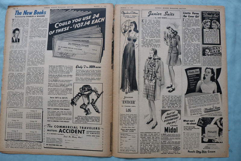 1944 MARCH 12 SUNDAY MIRROR NEWSPAPER MAGAZINE SECTION - LISETTE VEREA - NP 9086
